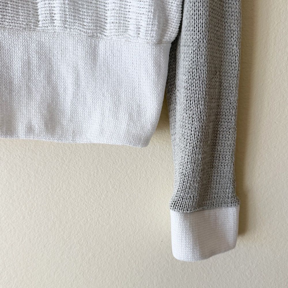 Eckhaus Latta 100% Cotton Asymmetric Colorblock Knit Cardigan Grey & White - Picture 13 of 14